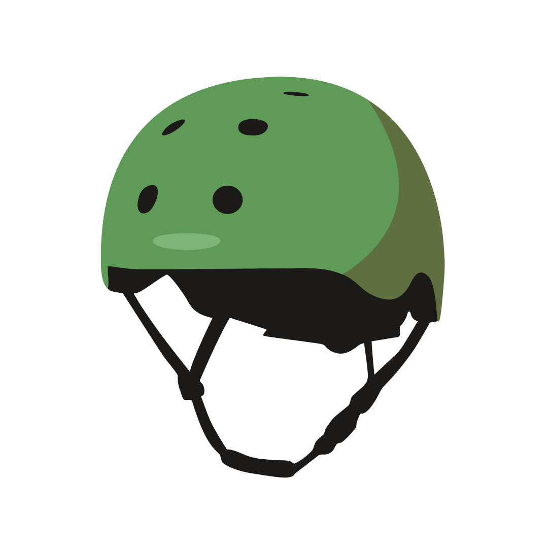 Ilustración de un casco de seguridad verde, ícono representativo de la categoría de rutas extremas y expediciones de alto impacto en la agencia Outroute Travel.